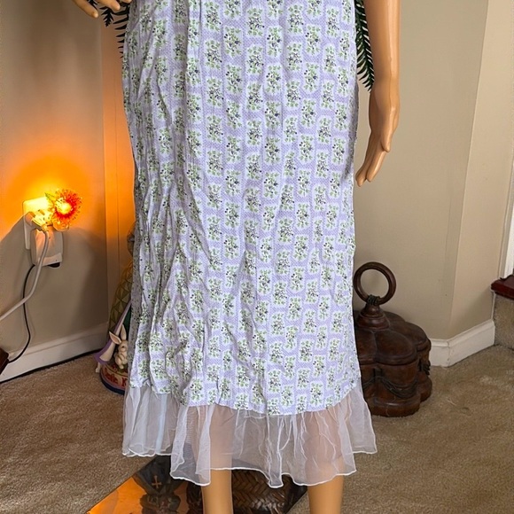 Brand New April Cornell Light Blue Forget Me Not Dress Midi Sleeveless Floral - Picture 4 of 15